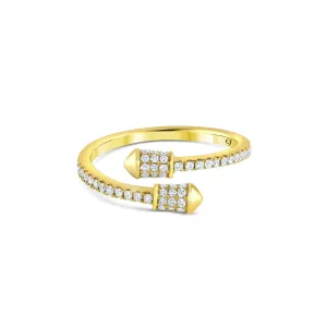 18k Yellow Gold Diamond Pointed Bypass Ring