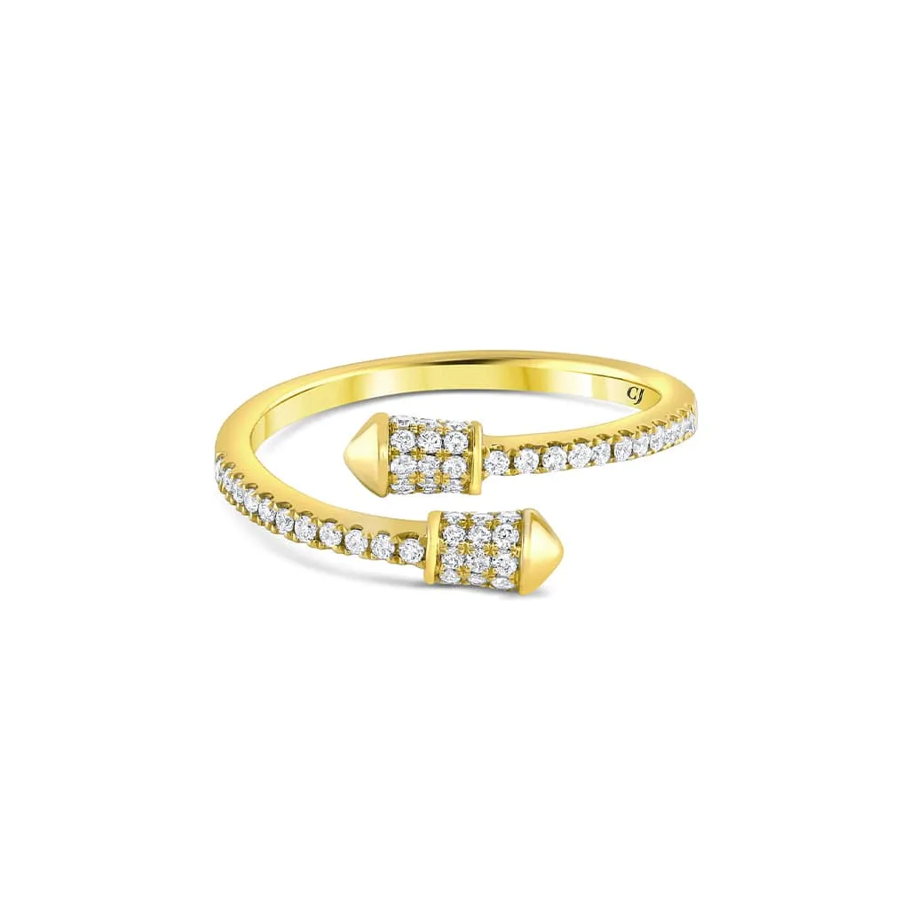 18k Yellow Gold Diamond Pointed Bypass Ring