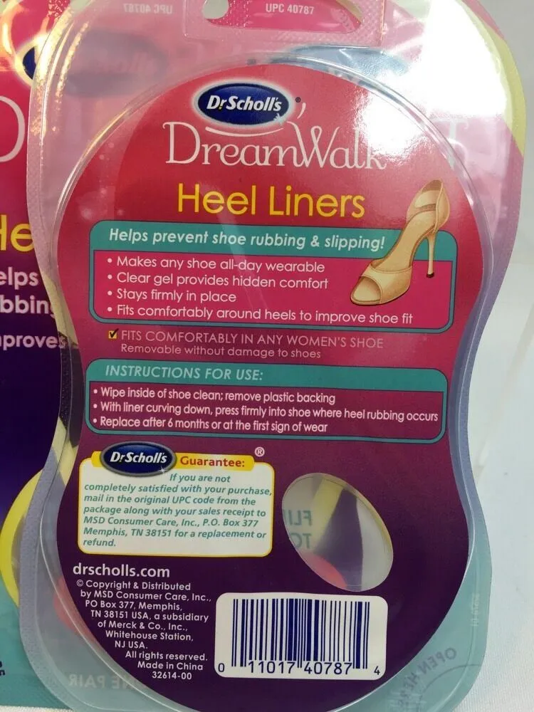 (2) Clear Dr. Scholl's Dreamwalk Heel Liner Pad High Heel No Slip Or Rubbing