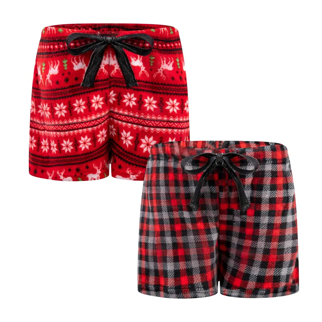 2-Pack Plush Fleece Pajama Shorts