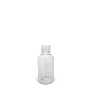 3 oz. Boston Round Clear PET Bottle with Clear Flip Cap