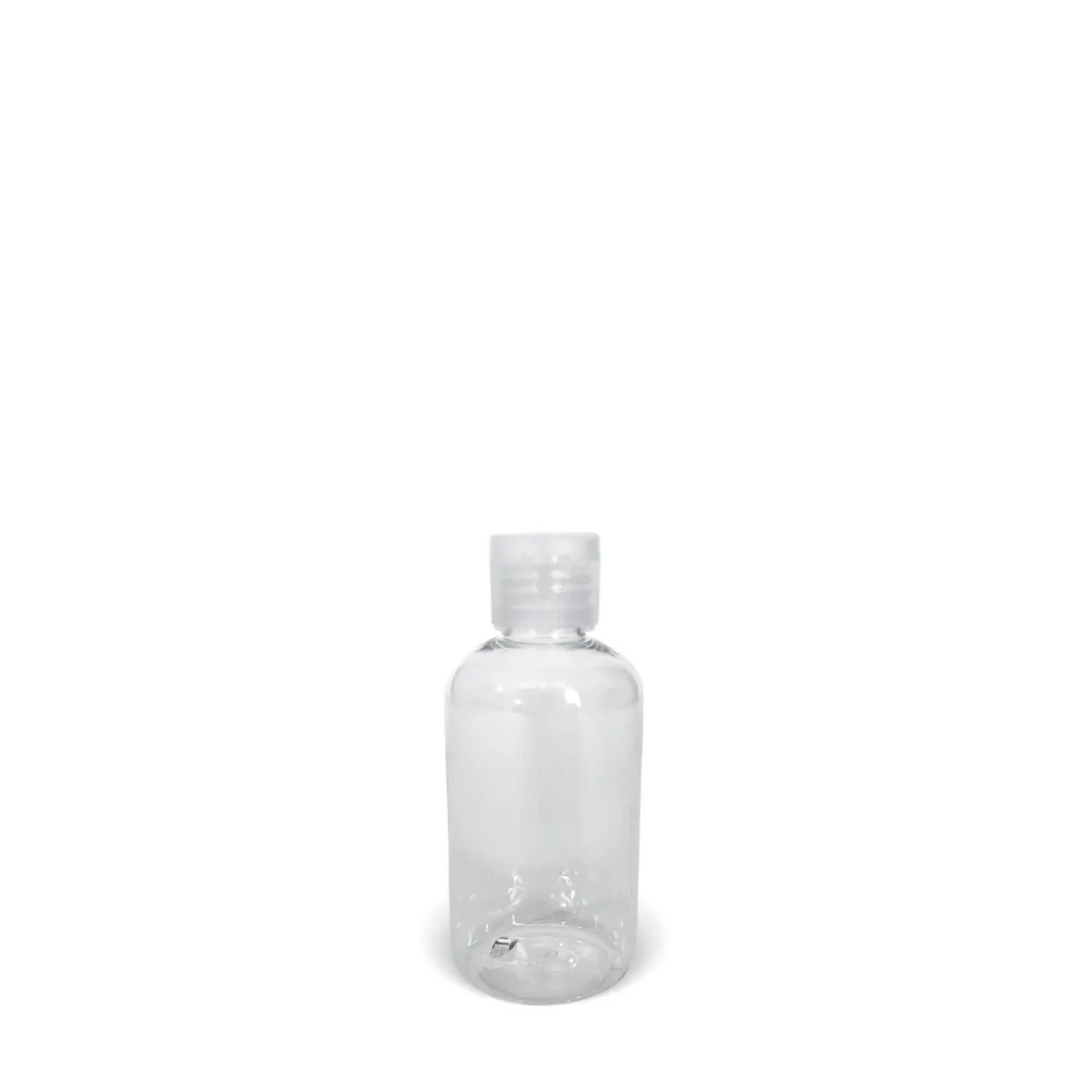 3 oz. Boston Round Clear PET Bottle with Clear Flip Cap