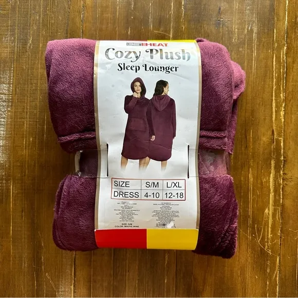 32 DEGREES Heat Women's Hooded Cozy Plush Sleep Lounger Mauve Wine Sz S-M New