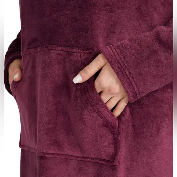 32 DEGREES Heat Women's Hooded Cozy Plush Sleep Lounger Mauve Wine Sz S-M New