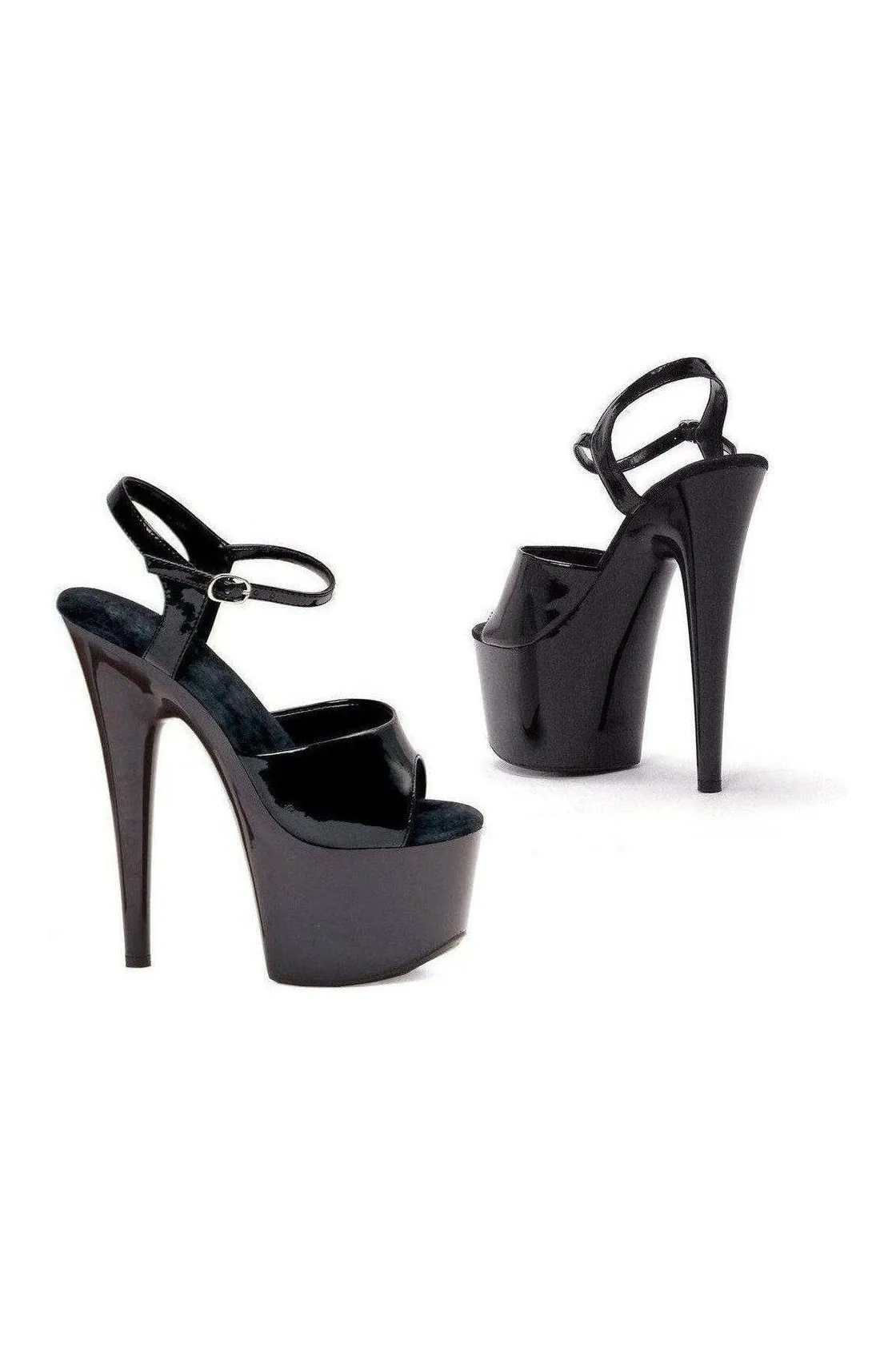 709-JULIET Platform Sandal | Black Patent