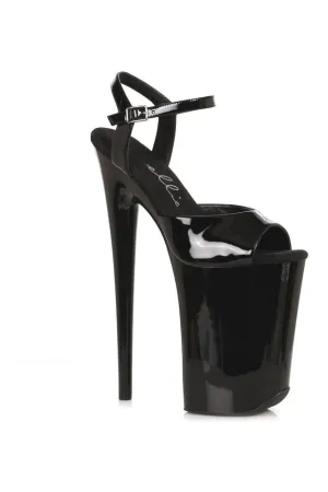 909-JULIET Sandal | Black Faux Leather