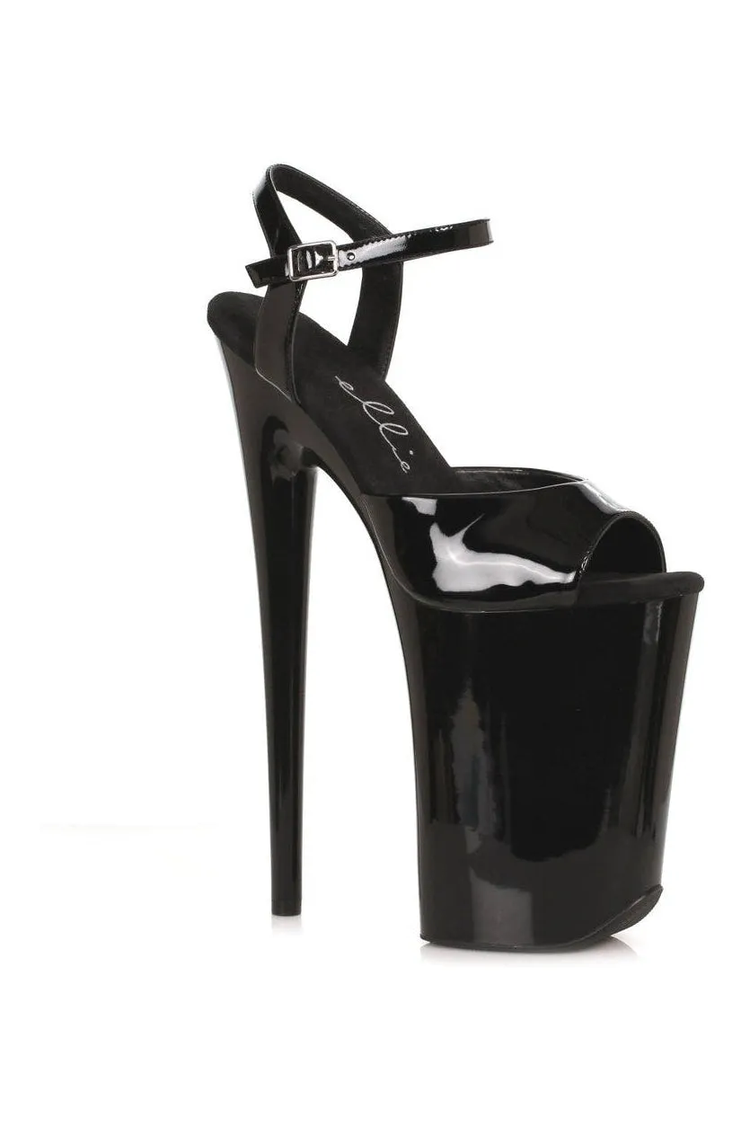 909-JULIET Sandal | Black Faux Leather