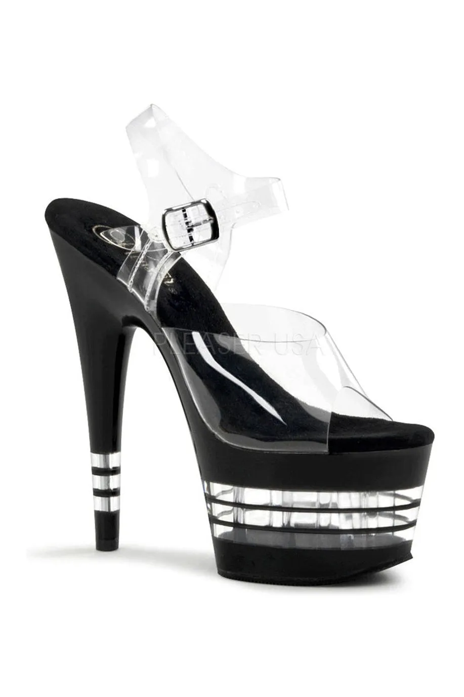 ADORE-708LN Platform Sandal  | Black Vinyl