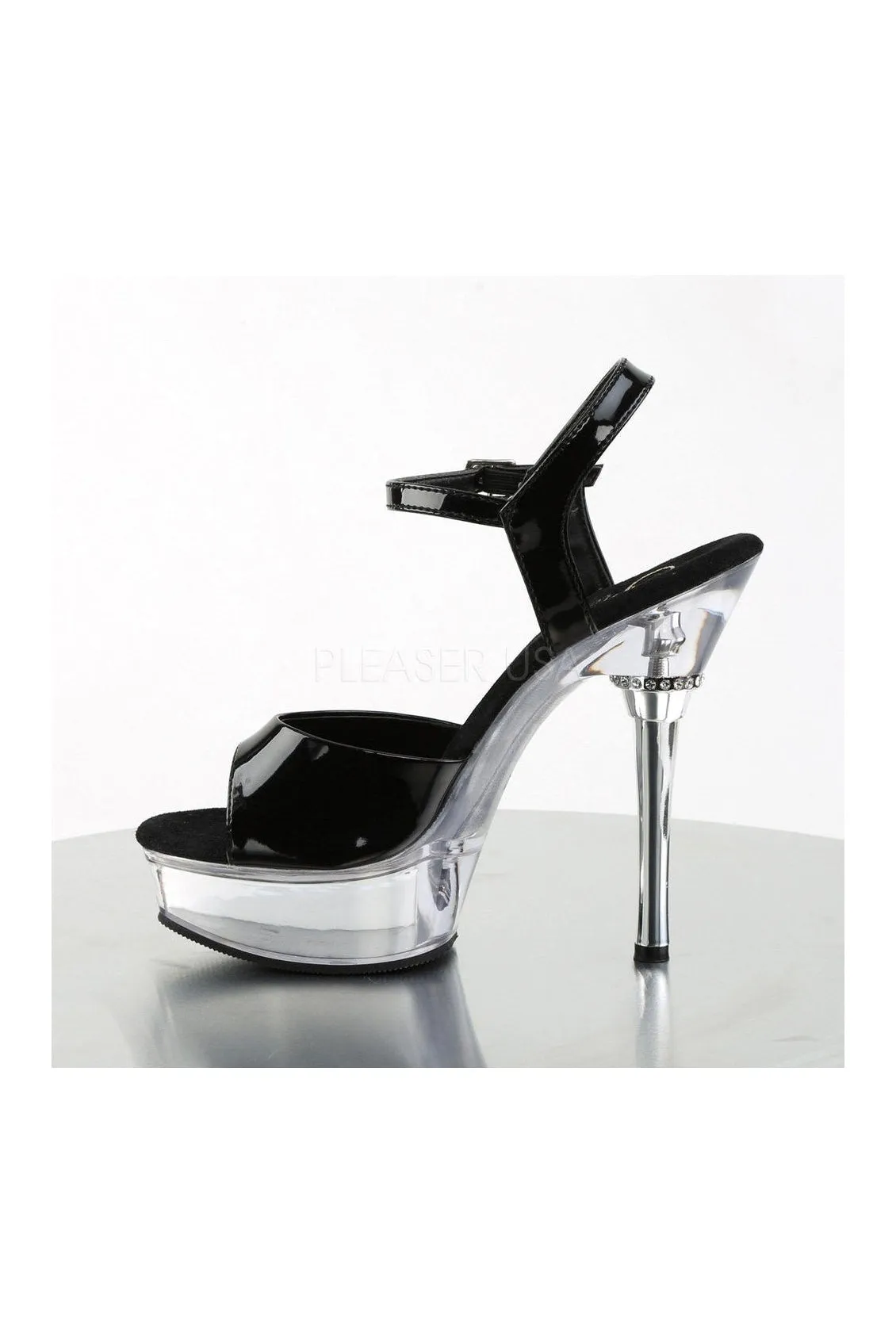 ALLURE-609 Platform Sandal  | Black Patent