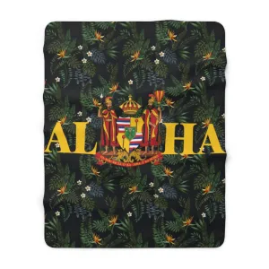 Aloha Paradise Tribal Sherpa Fleece Blanket