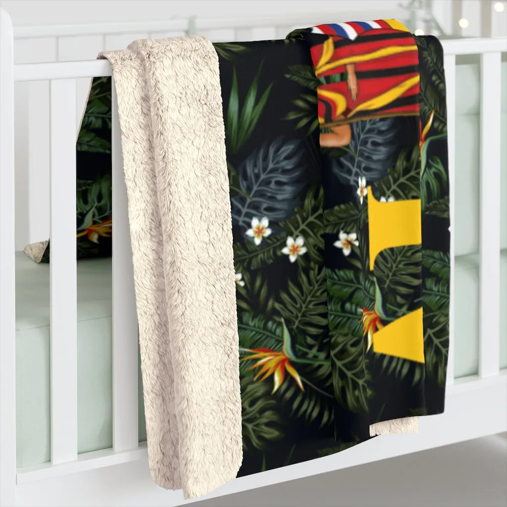 Aloha Paradise Tribal Sherpa Fleece Blanket