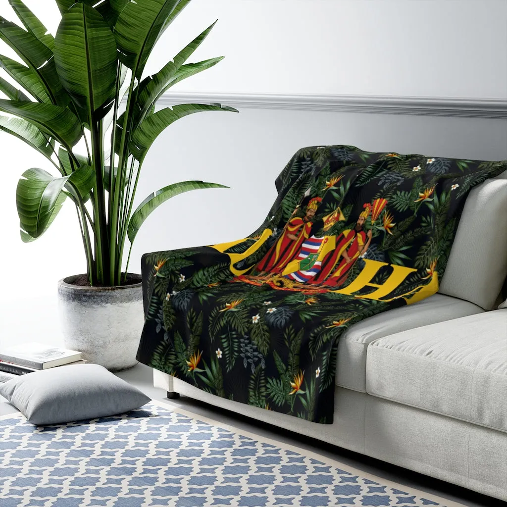Aloha Paradise Tribal Sherpa Fleece Blanket