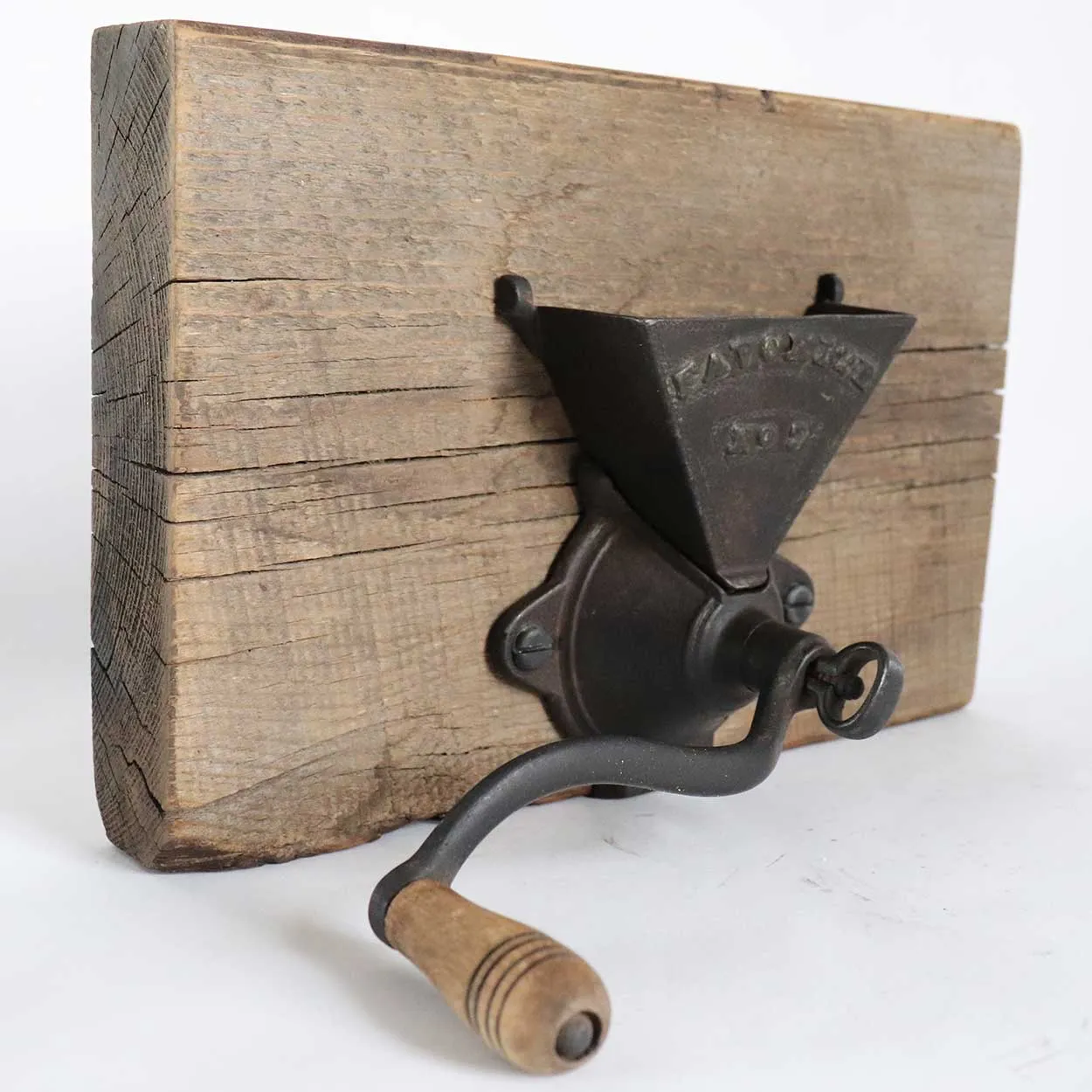 American Arcade Cast Iron and Wood Favorite No. 7 Wall Mount Coffee Grinder