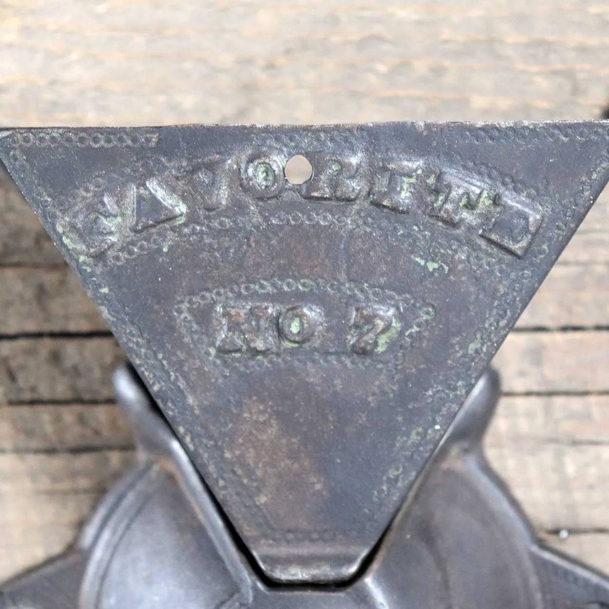 American Arcade Cast Iron and Wood Favorite No. 7 Wall Mount Coffee Grinder