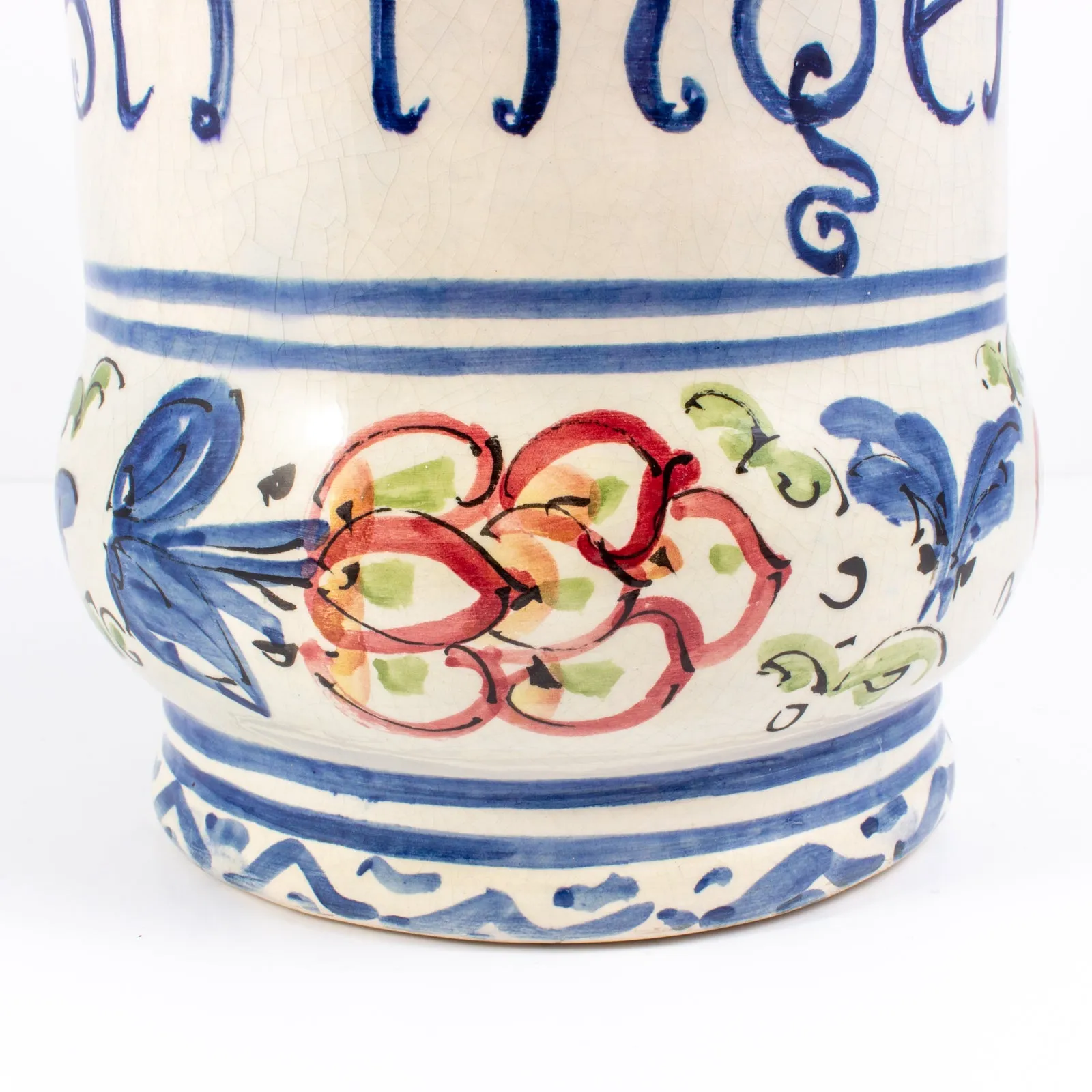Antique Italian Hand-Painted Ceramic Apothecary Jar