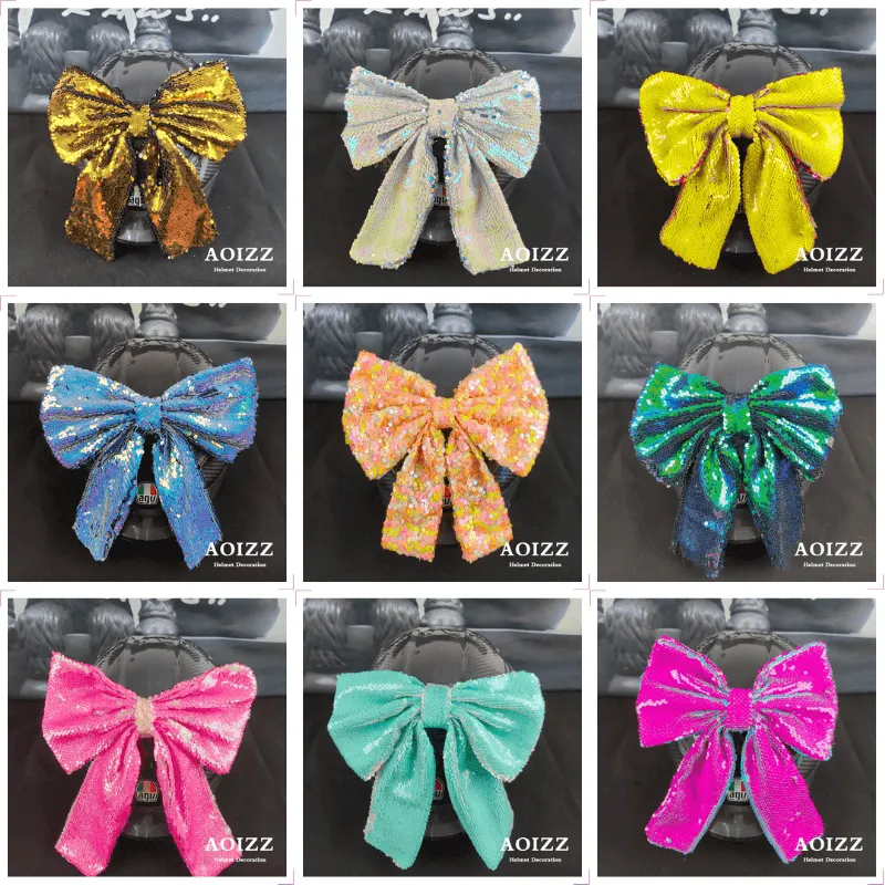 AOIZZ™ Handcrafted Helmet Flip-Color Bow