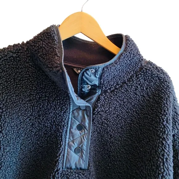 ATHLETA Black Cozy Sherpa Snap Sweatshirt