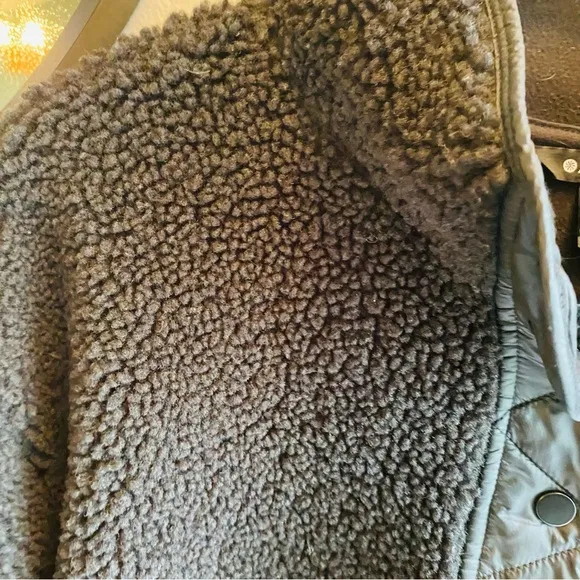 ATHLETA Black Cozy Sherpa Snap Sweatshirt