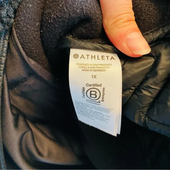 ATHLETA Black Cozy Sherpa Snap Sweatshirt
