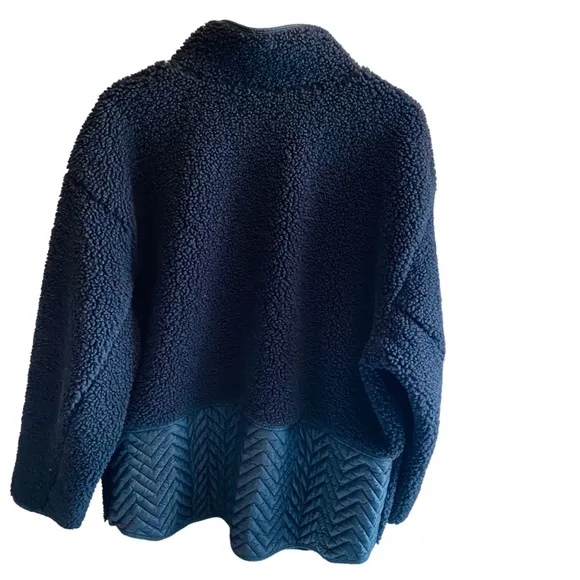 ATHLETA Black Cozy Sherpa Snap Sweatshirt