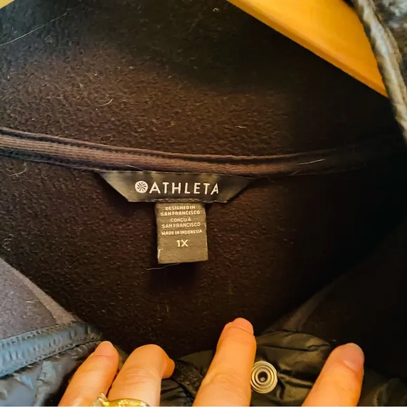 ATHLETA Black Cozy Sherpa Snap Sweatshirt