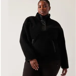 ATHLETA Black Cozy Sherpa Snap Sweatshirt
