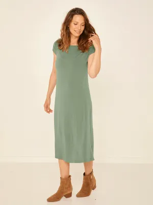 Bamboo Boat Neck Dress - Eucalyptus