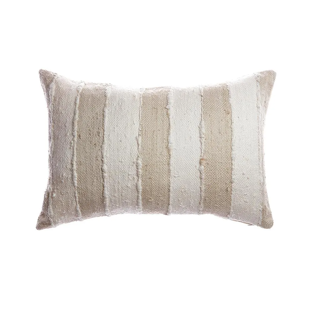 Beige & Ivory Striped Silk Square Pillow