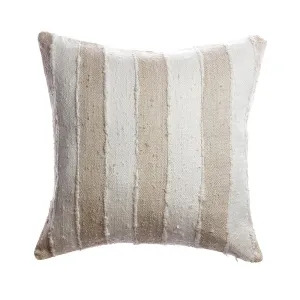 Beige & Ivory Striped Silk Square Pillow