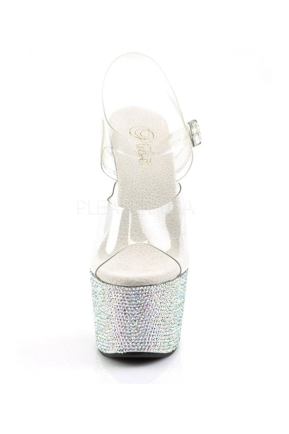 BEJEWELED-708DM Platform Sandal  | Clear Vinyl