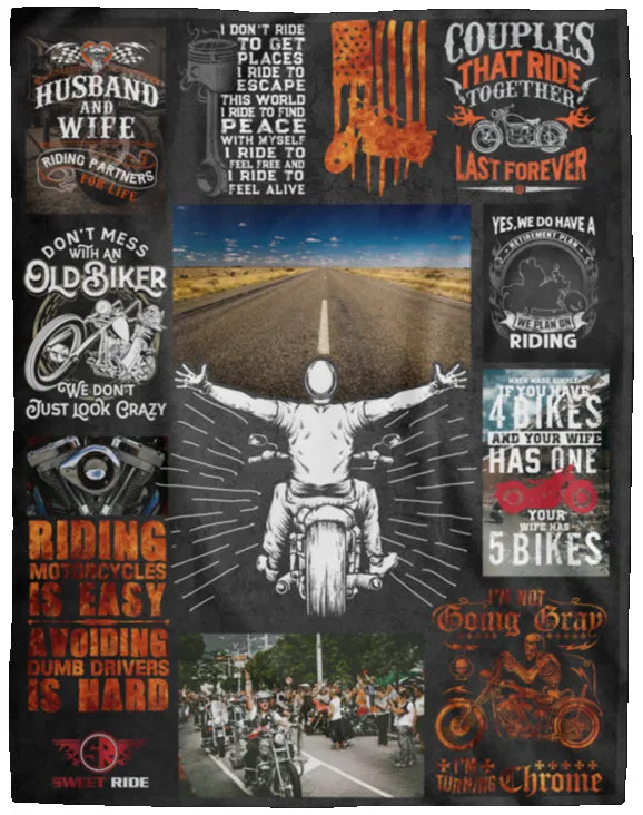 Biker Life -  Cozy Plush Fleece Blanket - 60x80