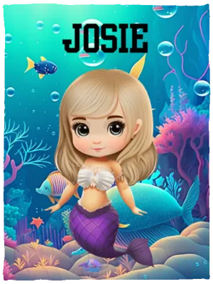 Blonde Mermaid Personalized Cozy Plush Fleece Blanket - 30x40