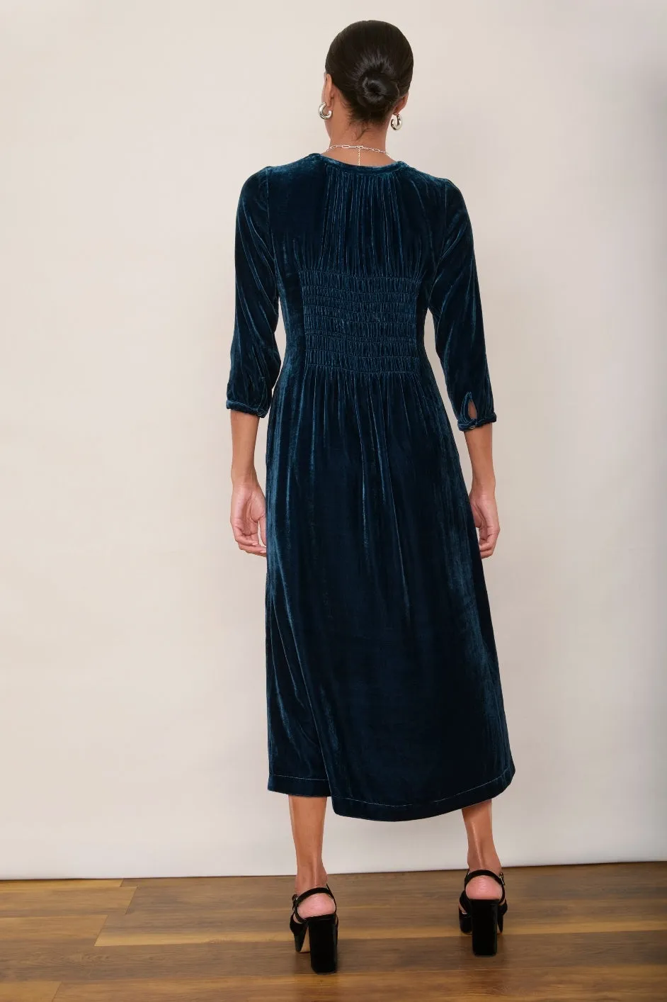 Bree Silk Blend Velvet Dress - Teal