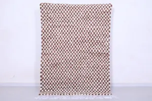 Brown and Beige Shaggy Moroccan Rug 4.4 X 6.4 Feet – Checkered Elegance