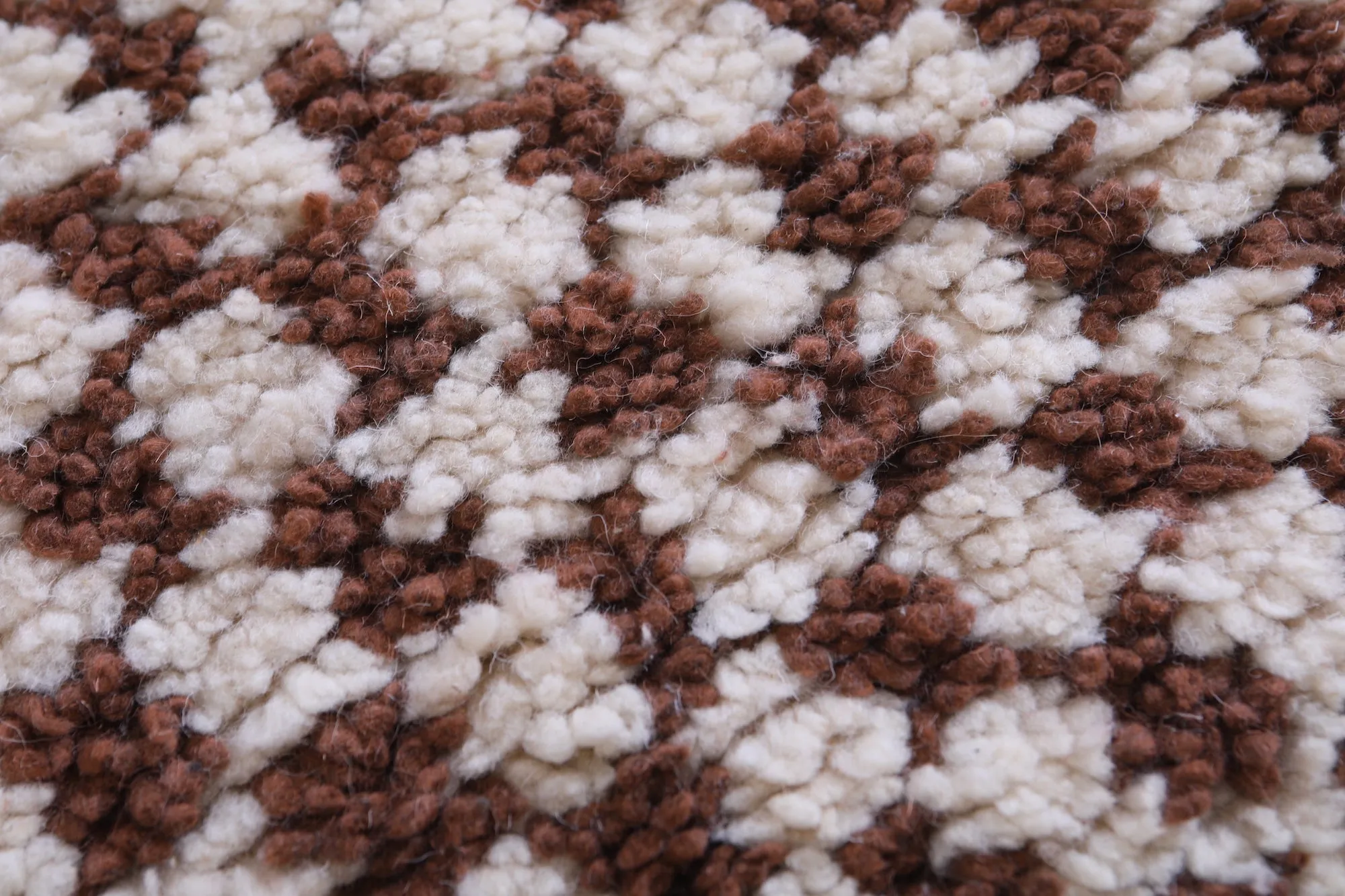 Brown and Beige Shaggy Moroccan Rug 4.4 X 6.4 Feet – Checkered Elegance