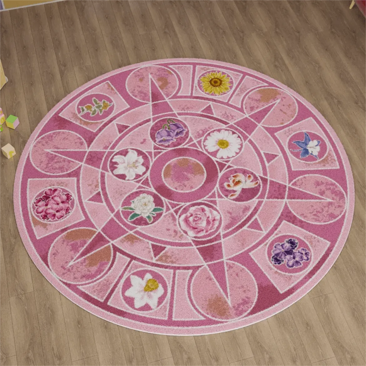 Chic Barbie 12 Dancing Princesses Floral Round Plush Rug Carpet