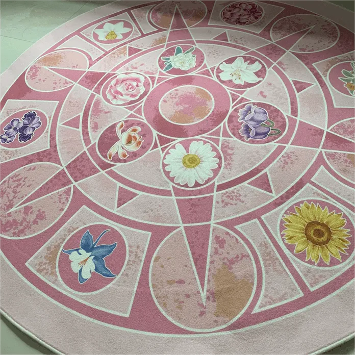 Chic Barbie 12 Dancing Princesses Floral Round Plush Rug Carpet