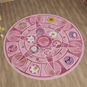 Chic Barbie 12 Dancing Princesses Floral Round Plush Rug Carpet