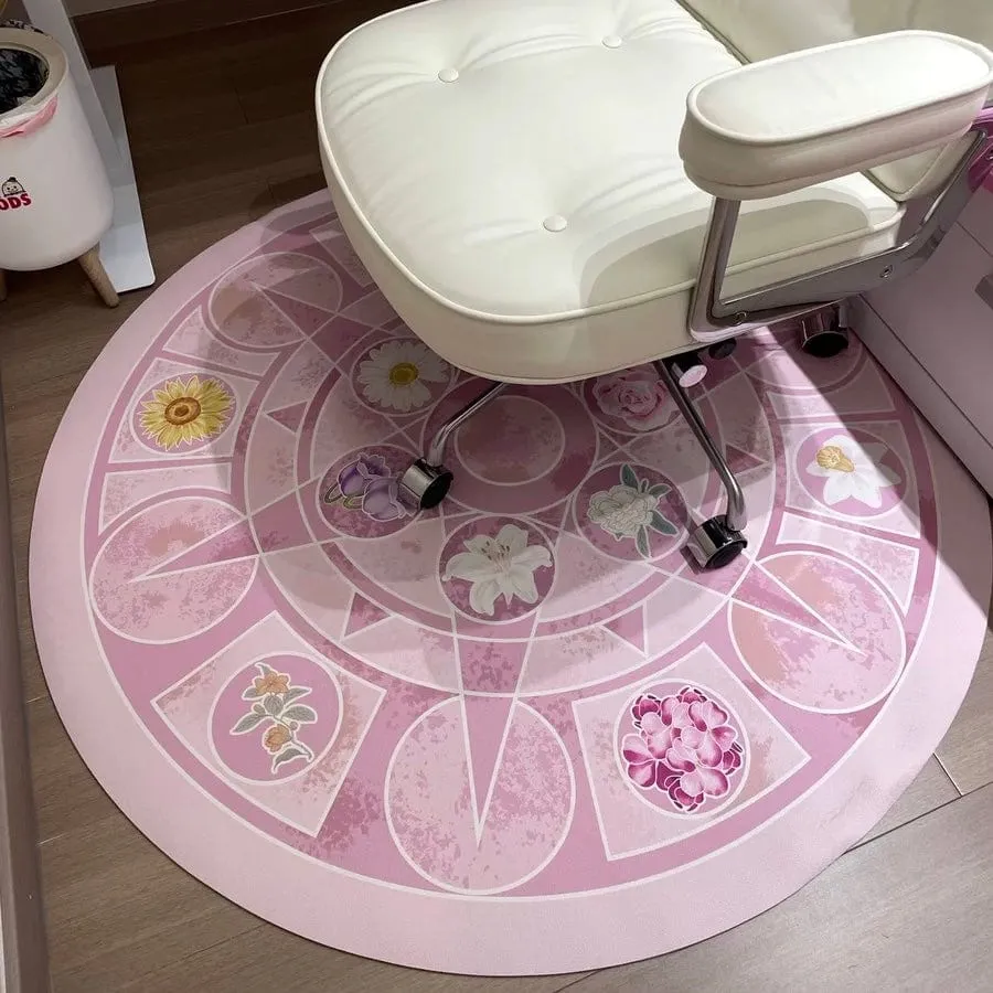 Chic Barbie 12 Dancing Princesses Floral Round Plush Rug Carpet