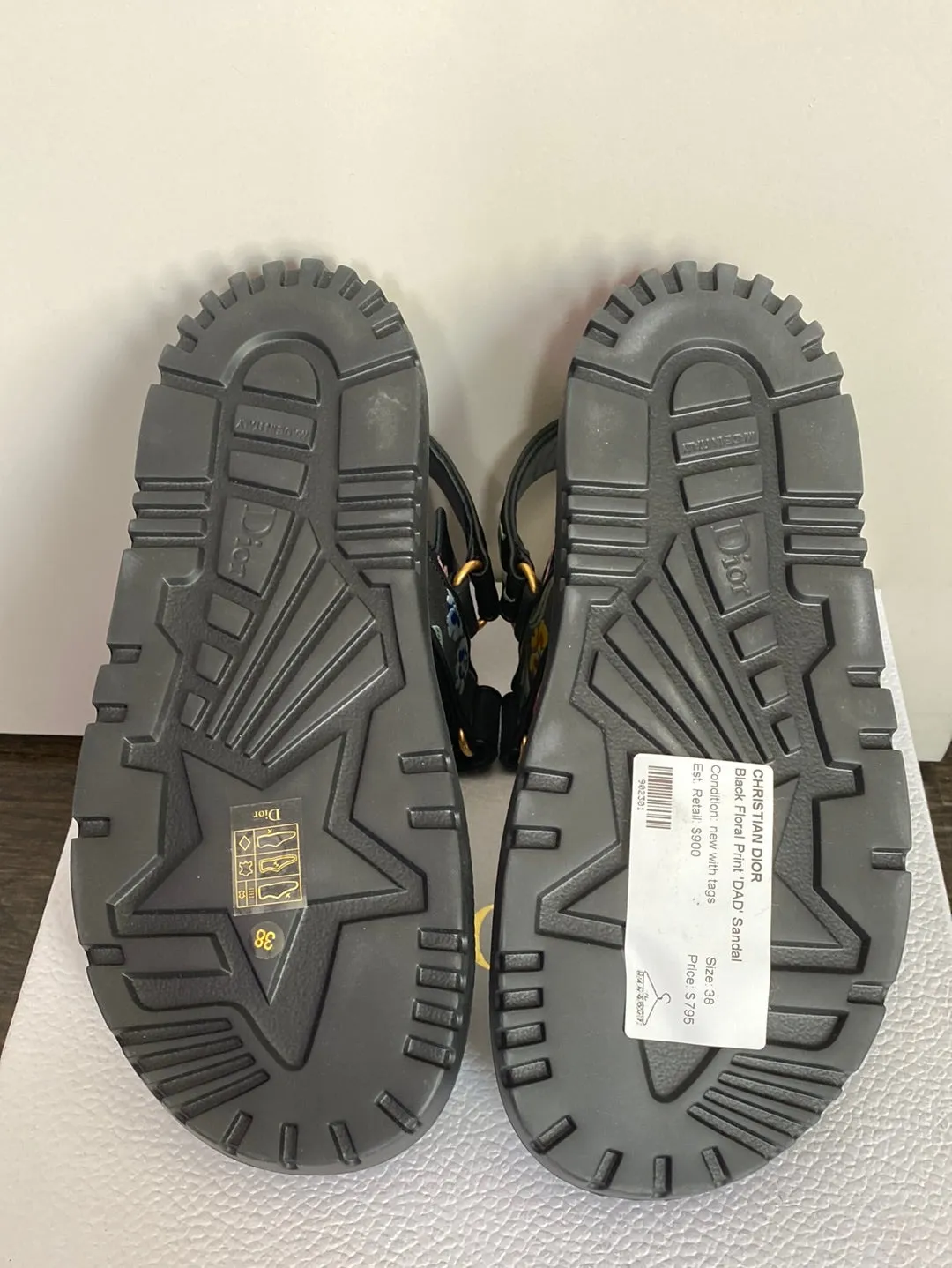 Christian Dior Black Floral Print 'DAD' Sandal