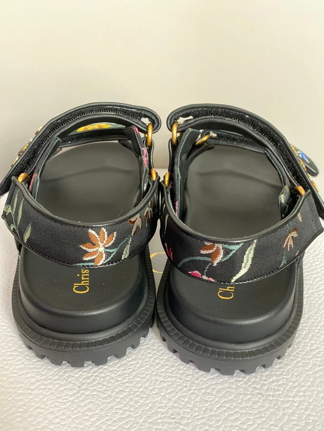 Christian Dior Black Floral Print 'DAD' Sandal
