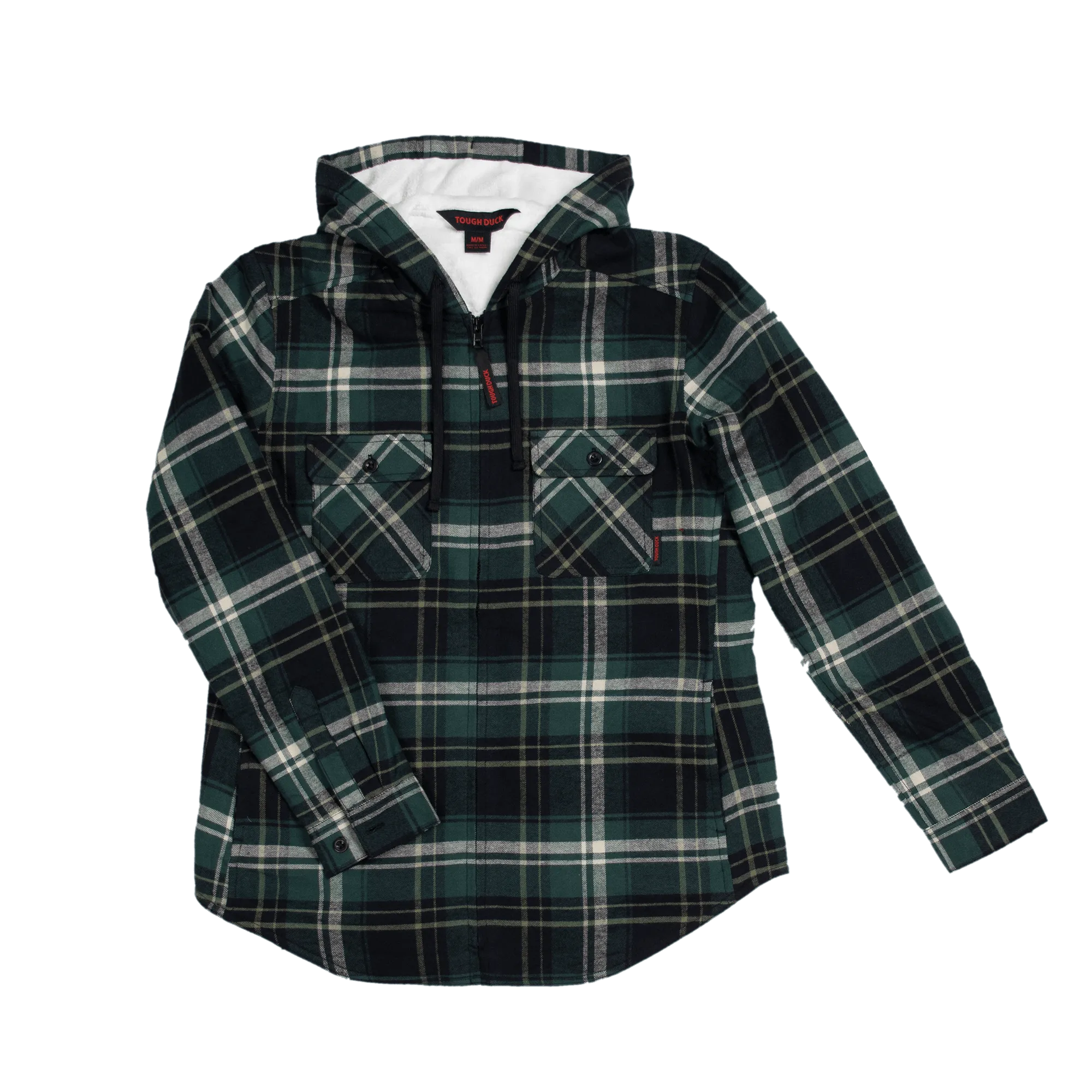CLWS121-XL-Grn/Blk Womens Plush Pile-Lined Flannel Zip