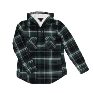 CLWS121-XL-Grn/Blk Womens Plush Pile-Lined Flannel Zip