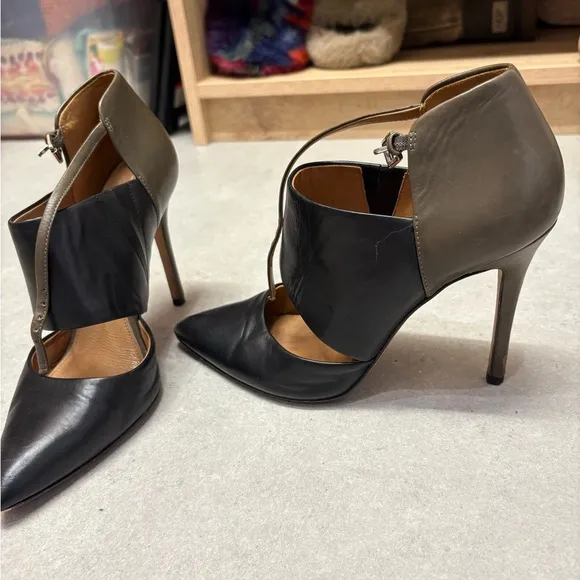 Coach Black and Gray Stiletto Heels with Ankle Strap