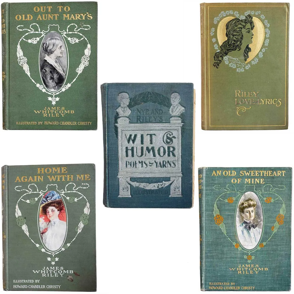 Collection of Five American JAMES WHITCOMB RILEY Poetry Books