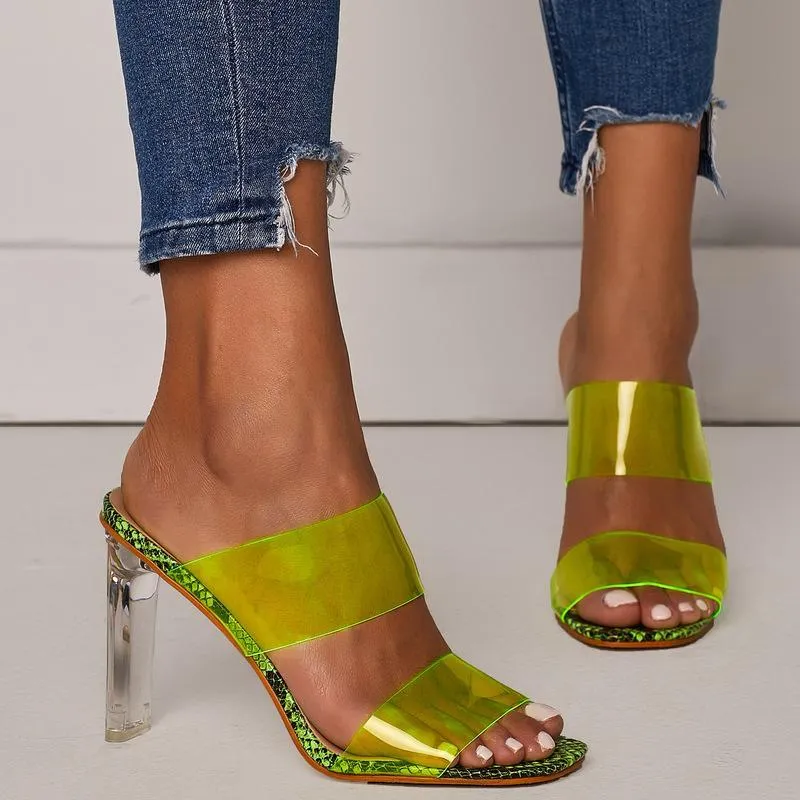 Crystal Open Toed High Heels Women Transparent Heel Sandals