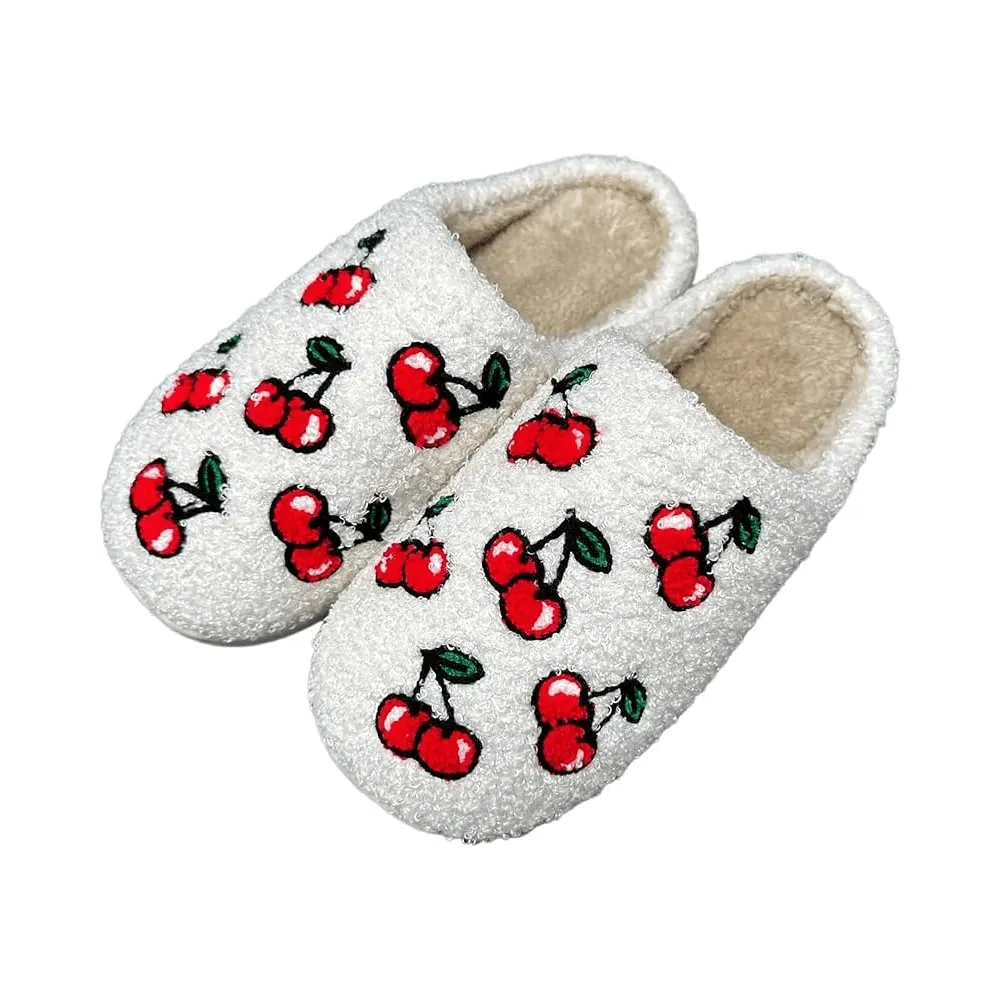 Cute & Comfy Cherry Pattern Cozy Slippers