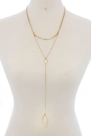 Cutout Pointed Oval Y-shaped Layered Long Necklace