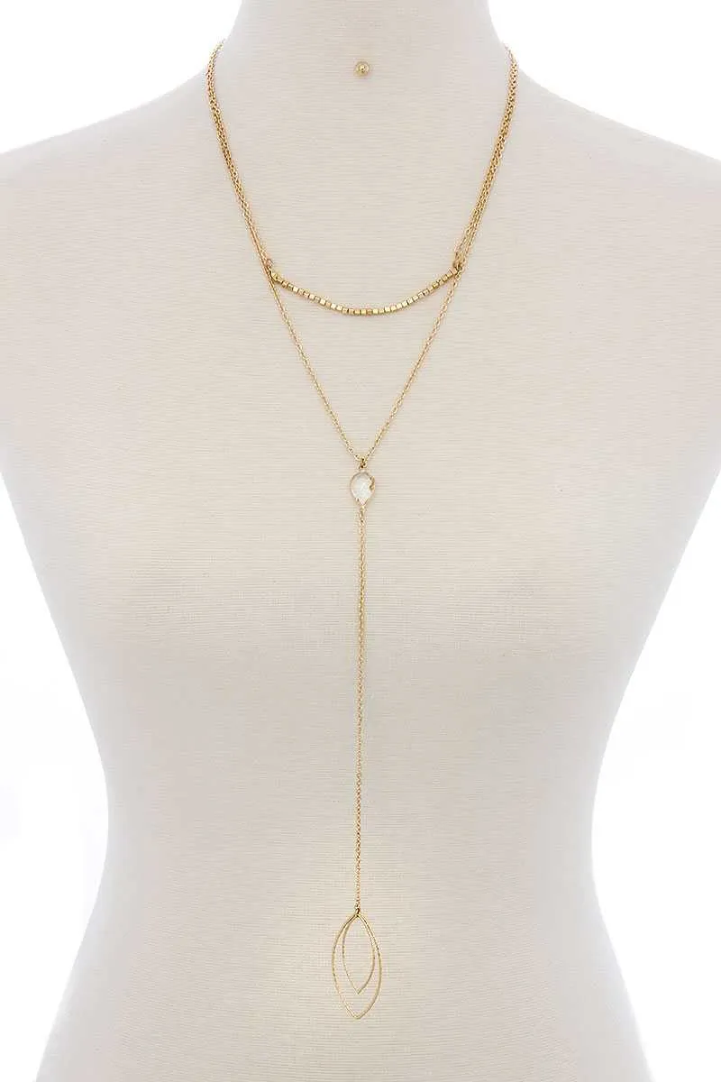 Cutout Pointed Oval Y-shaped Layered Long Necklace
