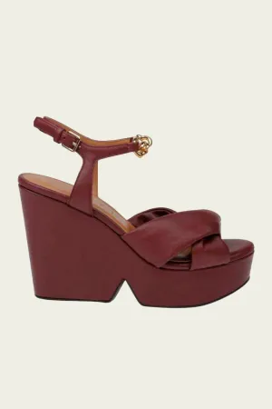 Deary Leather Platform Sandals in Garnet